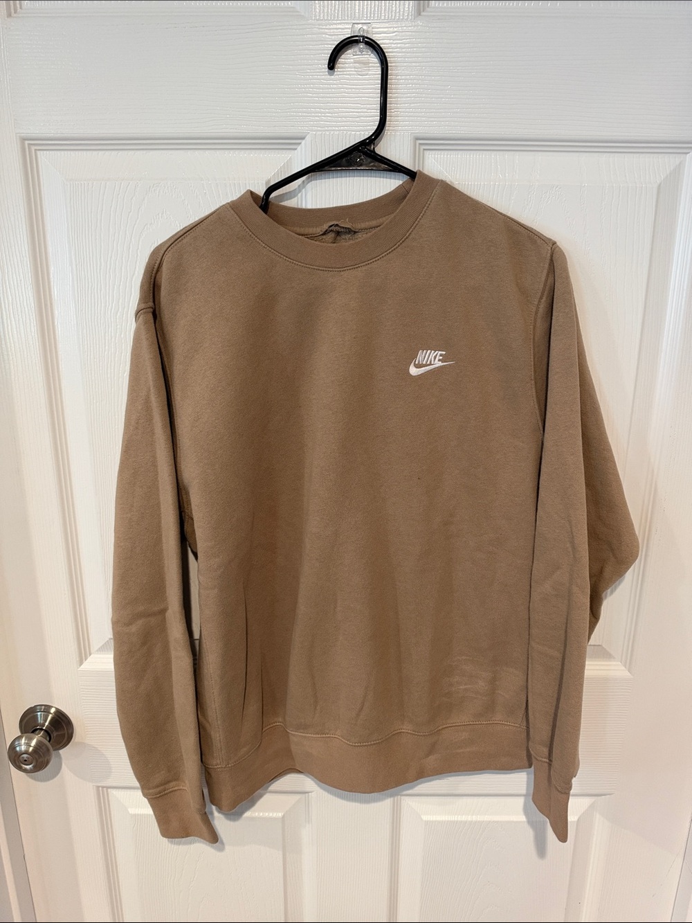 Nike Men's Crewneck Sweatshirt in Taupe with White Swoosh